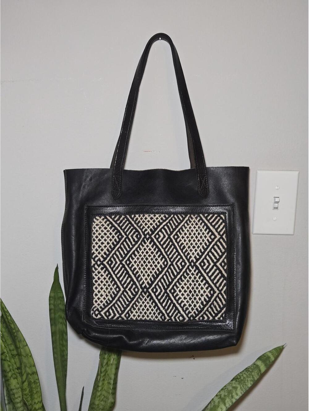 Mayta Collection Woven Black and White Moroccan Inspired Tote Purse